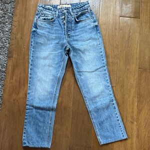GRLFRND high rise straight crop jeans